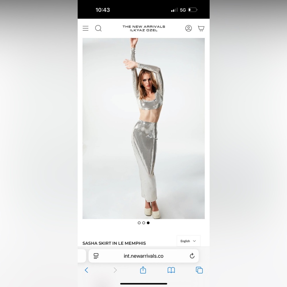 Shimmering Silver sequin skirt set